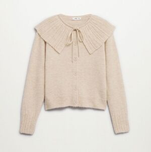 Mango Tie Neck Sweater Cream size M